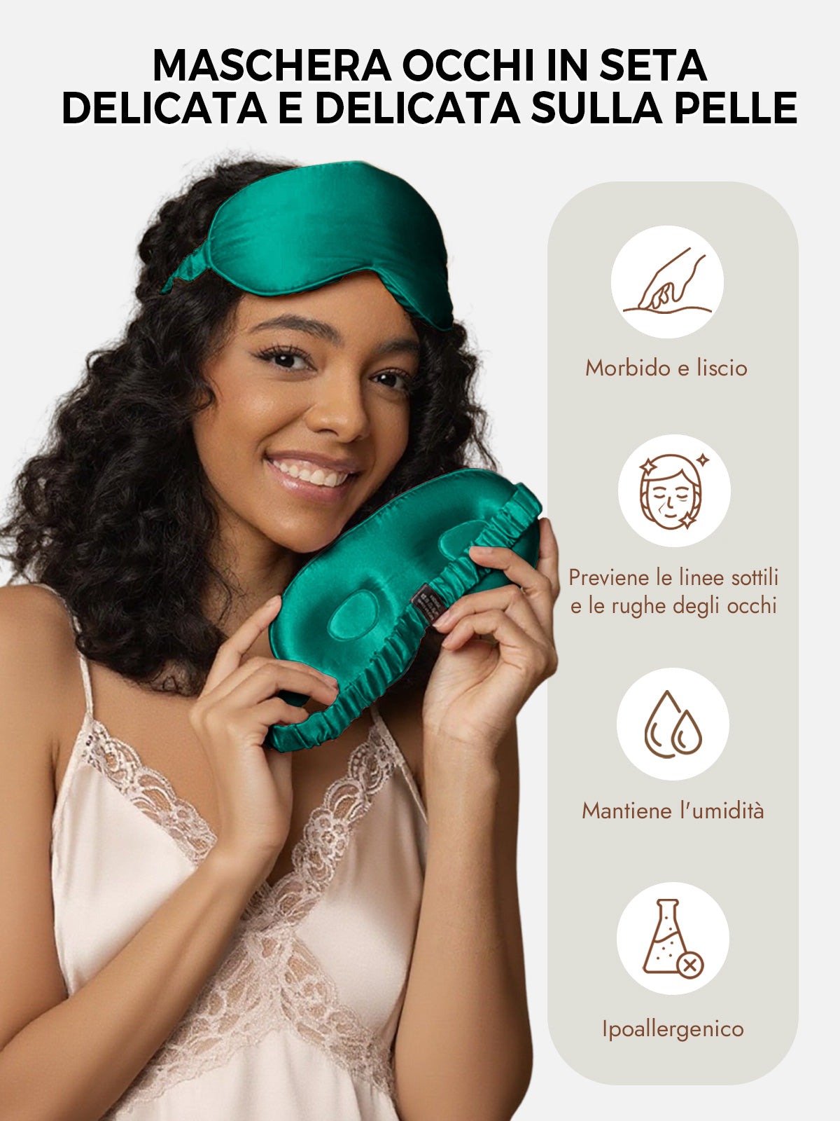 [Verde Scuro] SilkSilky-IT Seta pura Eye Mask 003