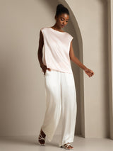 [Rosa] SilkSilky-IT Cap Sleeve Round Neck Magliette donna 004