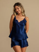[Blu Scuro] SilkSilky-IT Sleeveless V Neck Set di Bretelle 001