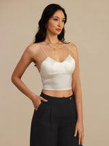 [Bianco] SilkSilky-IT Spaghetti Strap V Neck Cami 001