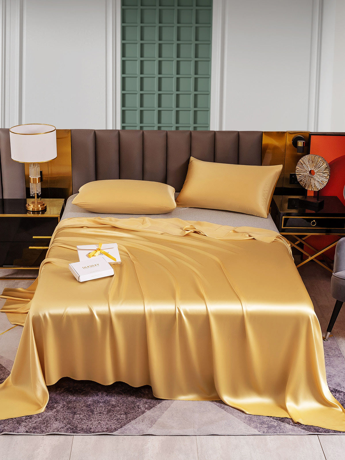 [Champagne] SilkSilky-IT 25Momme Seta pura Bedding Set 001