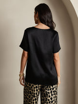 [Multi] SilkSilky-IT Seta pura Maniche Corte Round Neck Pigiami da donna 002