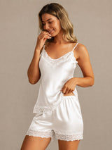 [Bianco] SilkSilky-IT Sleeveless V Neck Set di Bretelle 003