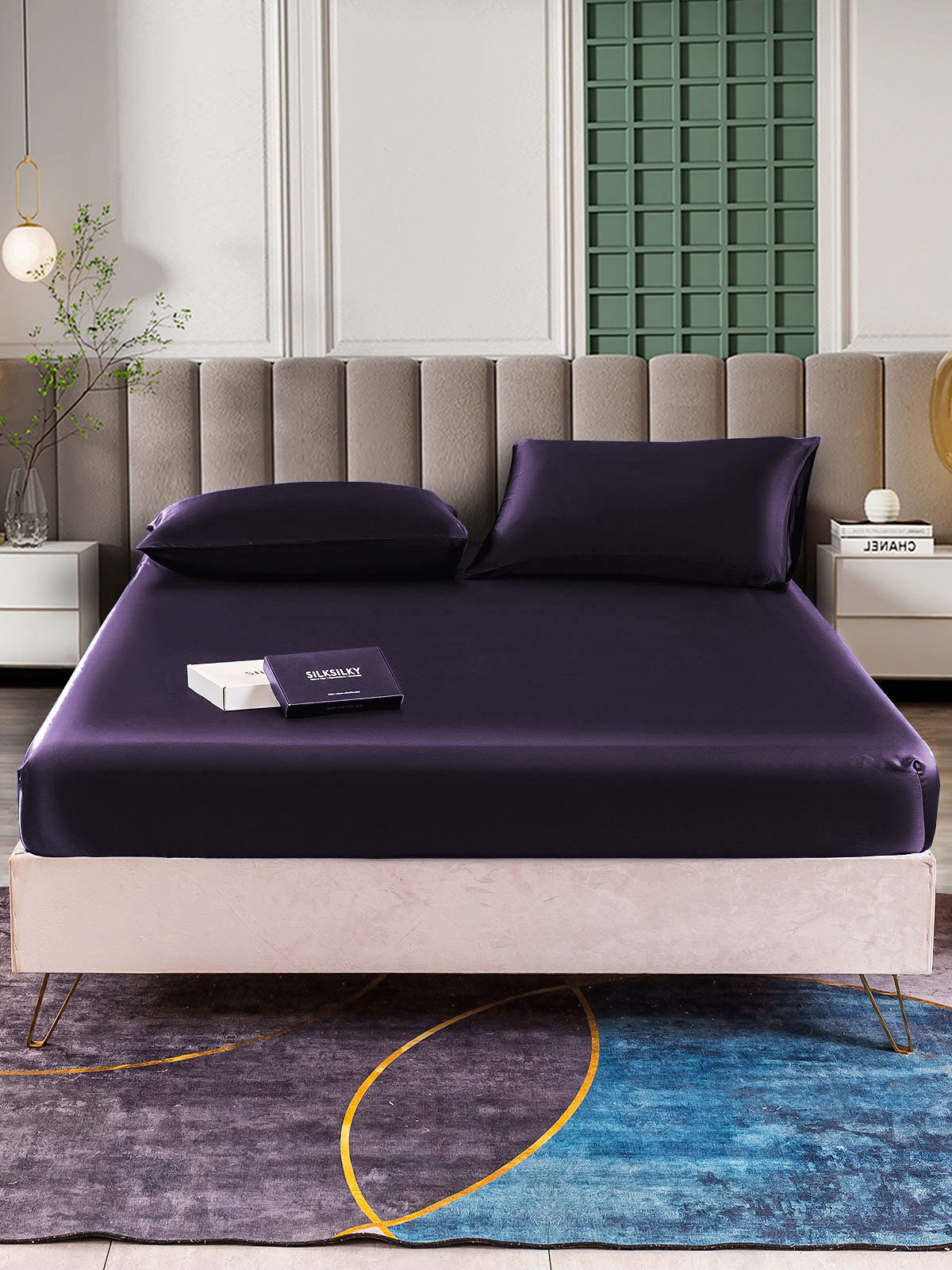 [Viola Scuro] SilkSilky-IT 22Momme Seta pura Bedding Set 001,