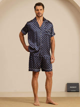 [Catena Blu Navy] SilkSilky-IT Short Sleeve Lapel Collar Pigiami da uomo 003