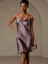 [Grigio Porpora] SilkSilky-IT Sleeveless V Neck Vestiti da donna 005