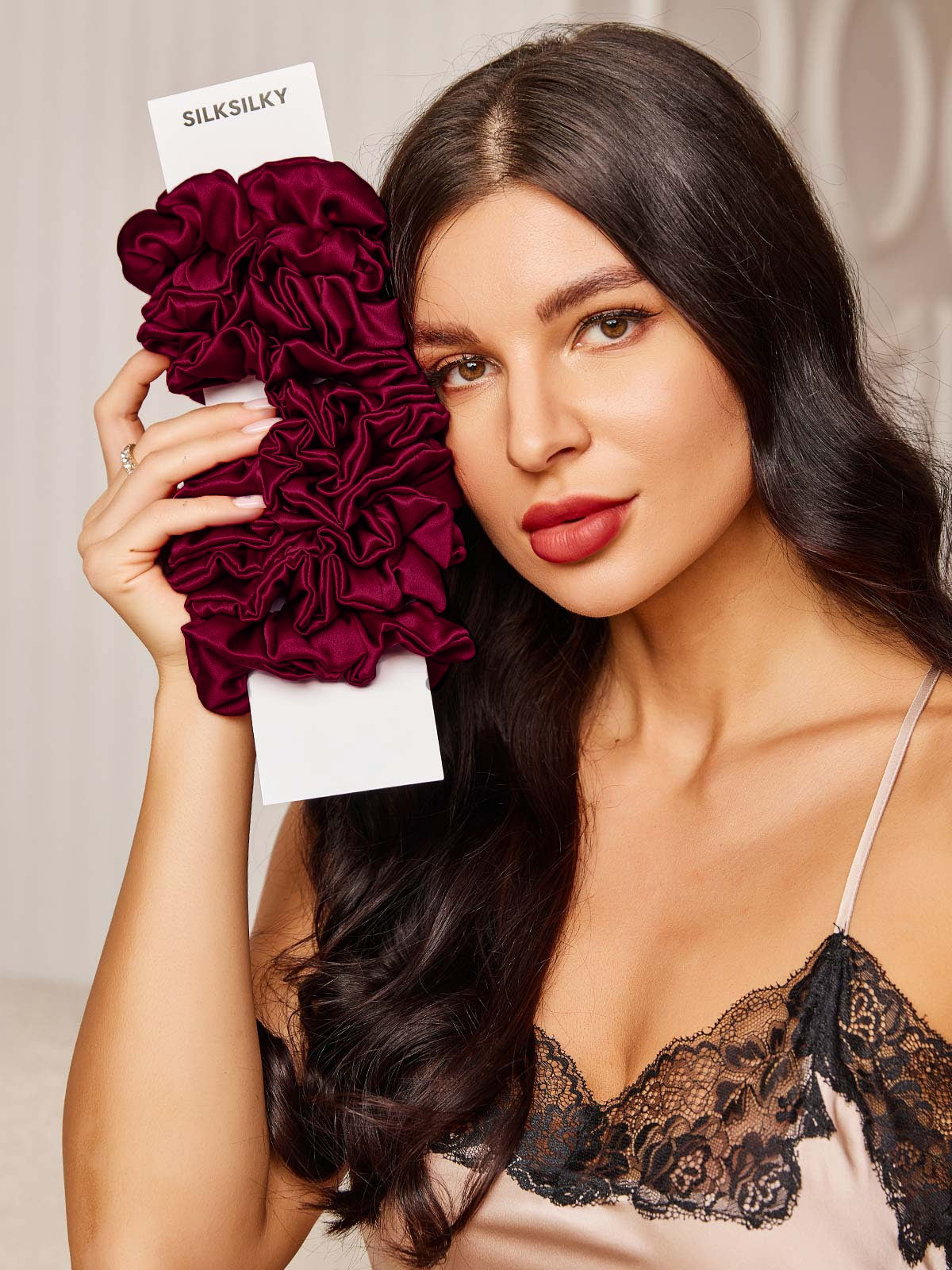 [Fucsia] SilkSilky-IT 19Momme Seta pura Scrunchie 001