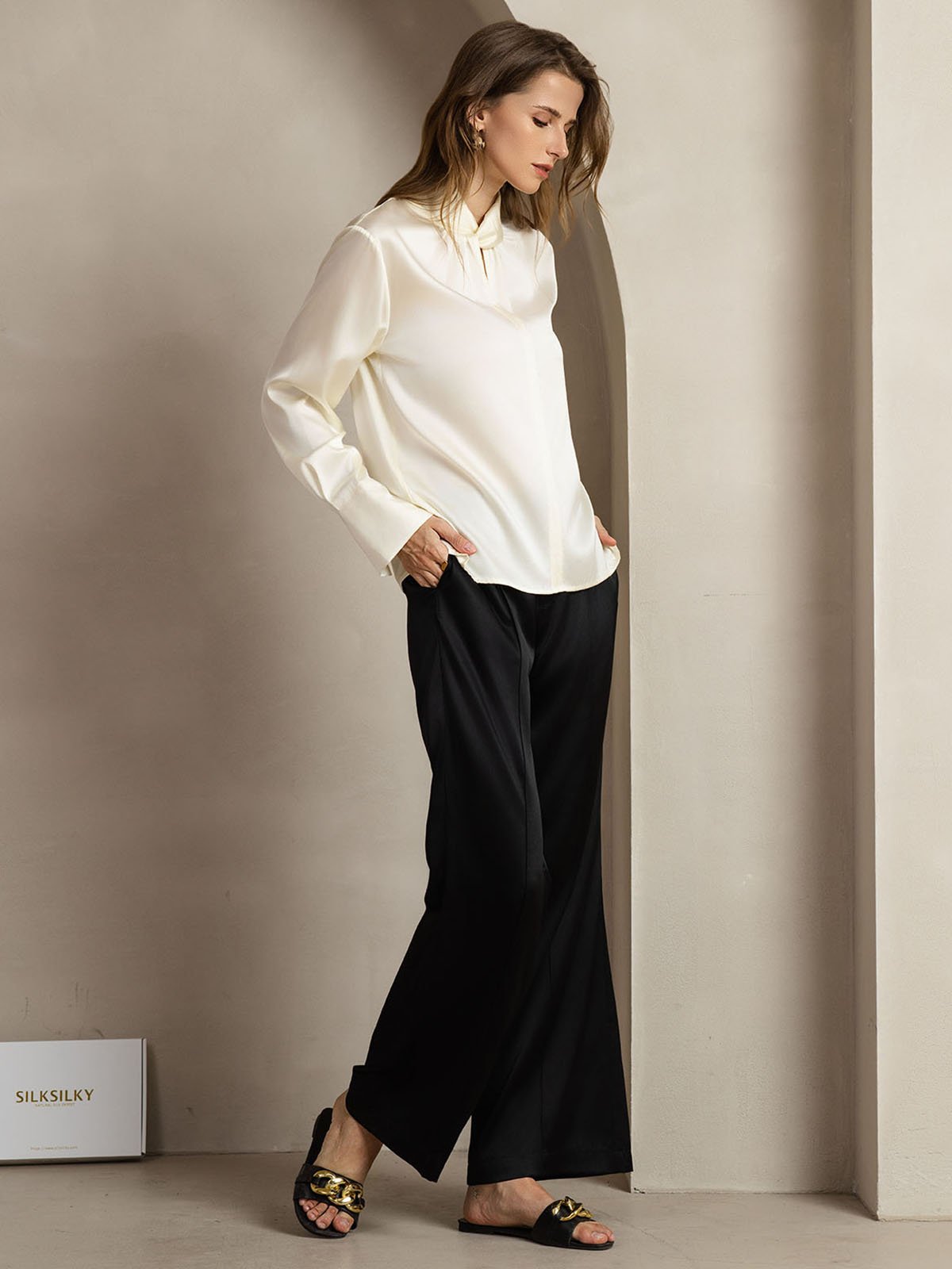 [Avorio] SilkSilky-IT 19Momme Seta Womens Shirt 011
