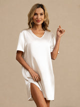 [Bianco] SilkSilky-IT Half Sleeve V Neck Camicia da notte 001