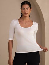[Bianco] SilkSilky-IT Half Sleeve Magliette donna 005