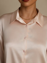 [Rosa Chiaro] SilkSilky-IT Long Sleeve Lapel Collar Camicie da donna 004