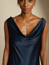 [Blu Scuro] SilkSilky-IT Sleeveless Cowl Neck Vestiti da donna 003