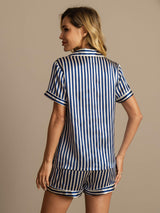 [Blu Scuro] SilkSilky-IT Seta pura Womens Pajamas 002,