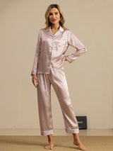 [Rosa Cuore Geo] SilkSilky-IT Short Sleeve Lapel Collar Pigiami da donna 001