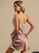 [Malva Pallido] SilkSilky-IT Sleeveless V Neck Camicia da notte 002
