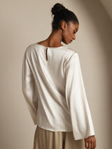 [Bianco] SilkSilky-IT Long Sleeve Boat Neck Camicette 002