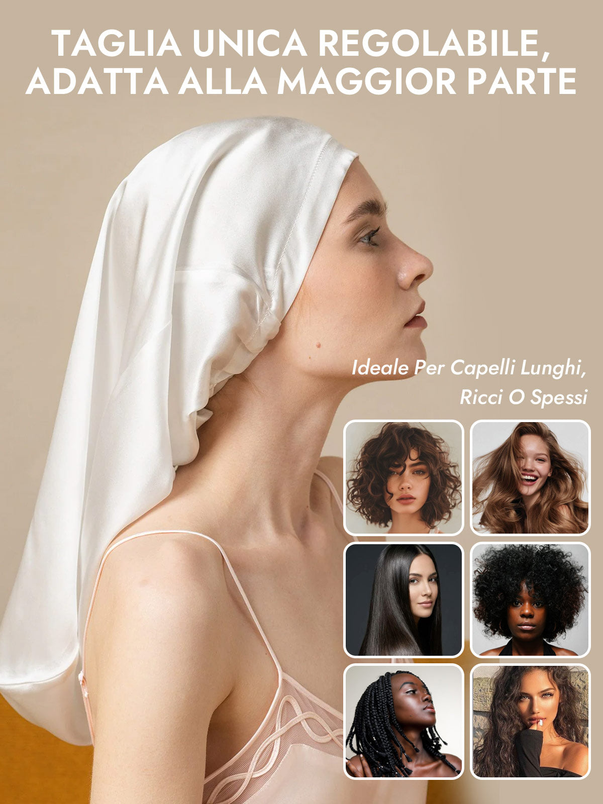 [Bianco] SilkSilky-IT Cuffia di seta 006