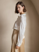 [Bianco] SilkSilky-IT Long Sleeve Lapel Collar Camicie da donna 004