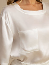 [Bianco] SilkSilky-IT Short Sleeve Round Neck Pigiami da donna 004