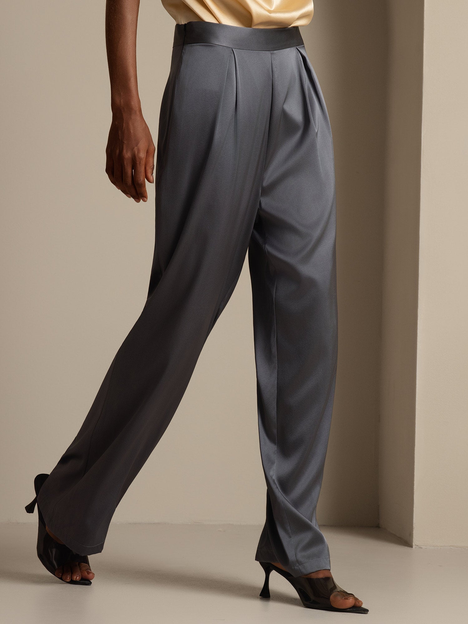 [Grigio Scuro] SilkSilky-IT 19Momme Seta Womens Pants 006,