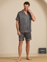 [Ginkgo Nero] SilkSilky-IT Maniche Corte Collo a Taglio Pigiami da uomo 003