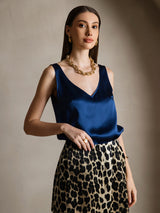 [Blu Scuro] SilkSilky-IT Sleeveless V Neck Cami 003