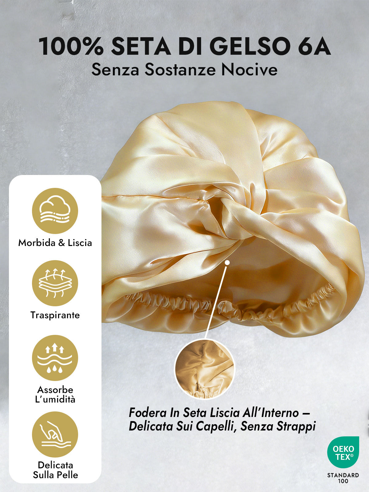 [Champagne] SilkSilky-IT Cuffia di seta 003