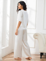 [Bianco] SilkSilky-IT Half Sleeve Round Neck Pigiami da donna 002