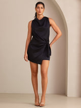 [Nero] SilkSilky-IT Sleeveless Cowl Neck Vestiti da donna 001