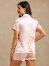 [Rosa] SilkSilky-IT Short Sleeve Lapel Collar Pigiami da donna 002