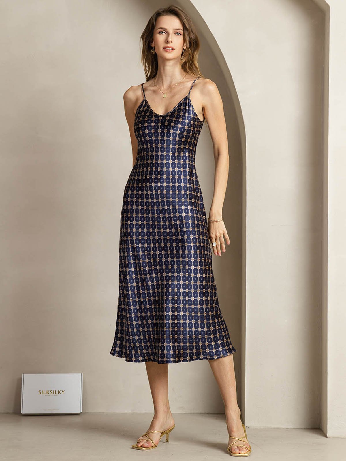 [CatenaBluNavy] SilkSilky-IT 19Momme Seta Dress 004