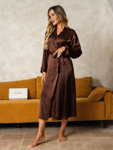 [Marrone] SilkSilky-IT Long Sleeve Vestaglia da donna 004