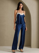 [Blu Scuro] SilkSilky-IT Spaghetti Strap V Neck Cami 007