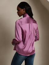 [Viola Scuro] SilkSilky-IT Long Sleeve High Neck Camicette 002