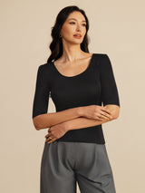 [Nero] SilkSilky-IT Half Sleeve Magliette donna 004