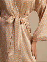 [Giallo Cuore Geo] SilkSilky-IT Long Sleeve Vestaglia da donna 004