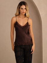 [Marrone] SilkSilky-IT V Neck Cami 001