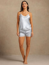 [Blu Grigiastro] SilkSilky-IT Sleeveless V Neck Set di Bretelle 006