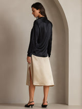 [Nero] SilkSilky-IT Long Sleeve Lapel Collar Camicie da donna 002