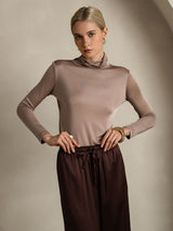 [Cachi] SilkSilky-IT Manica lunga Dolcevita Magliette donna 003