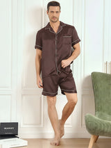 [Caffè] SilkSilky-IT Short Sleeve Lapel Collar Pigiami da uomo 004