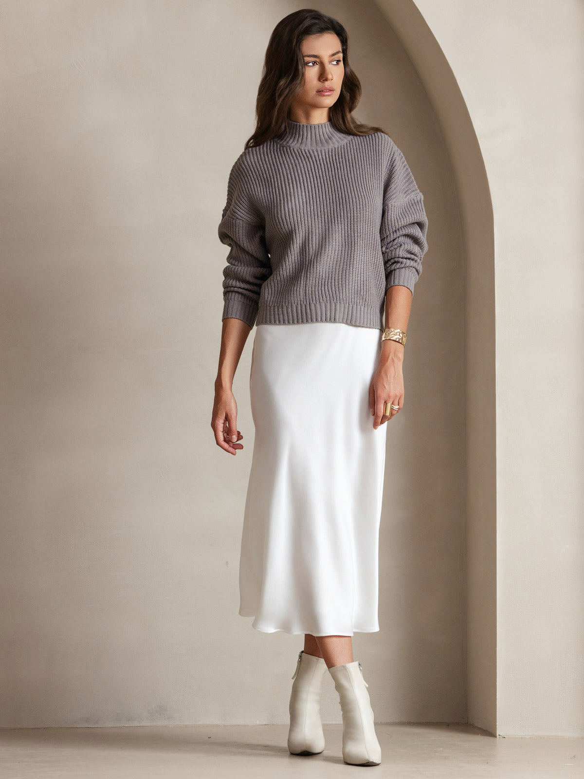 [Bianco] SilkSilky-IT Senza maniche Vestiti da donna 006