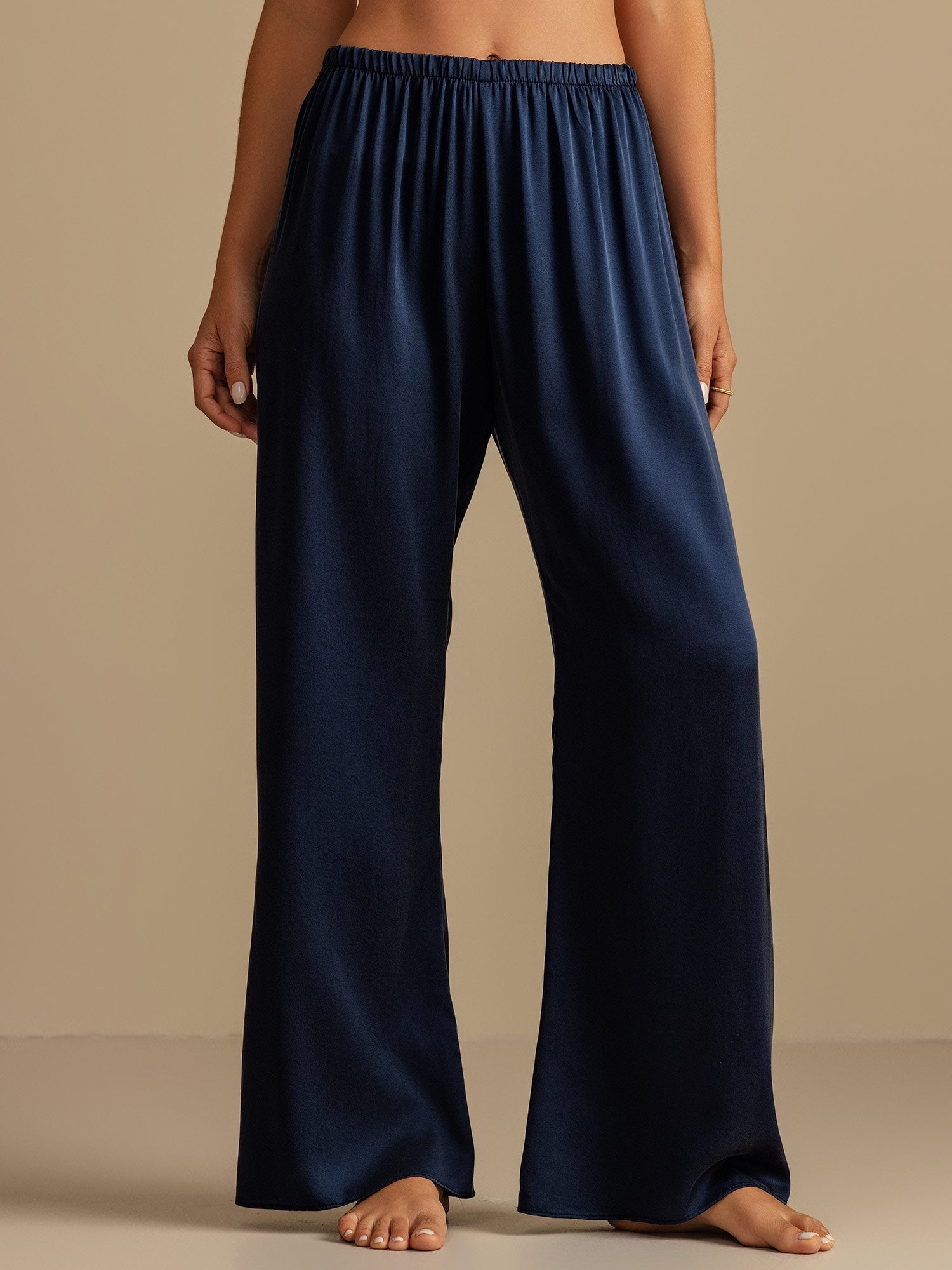 [Blu Scuro] SilkSilky-IT 19Momme Seta Womens Sleep Bottoms 006,