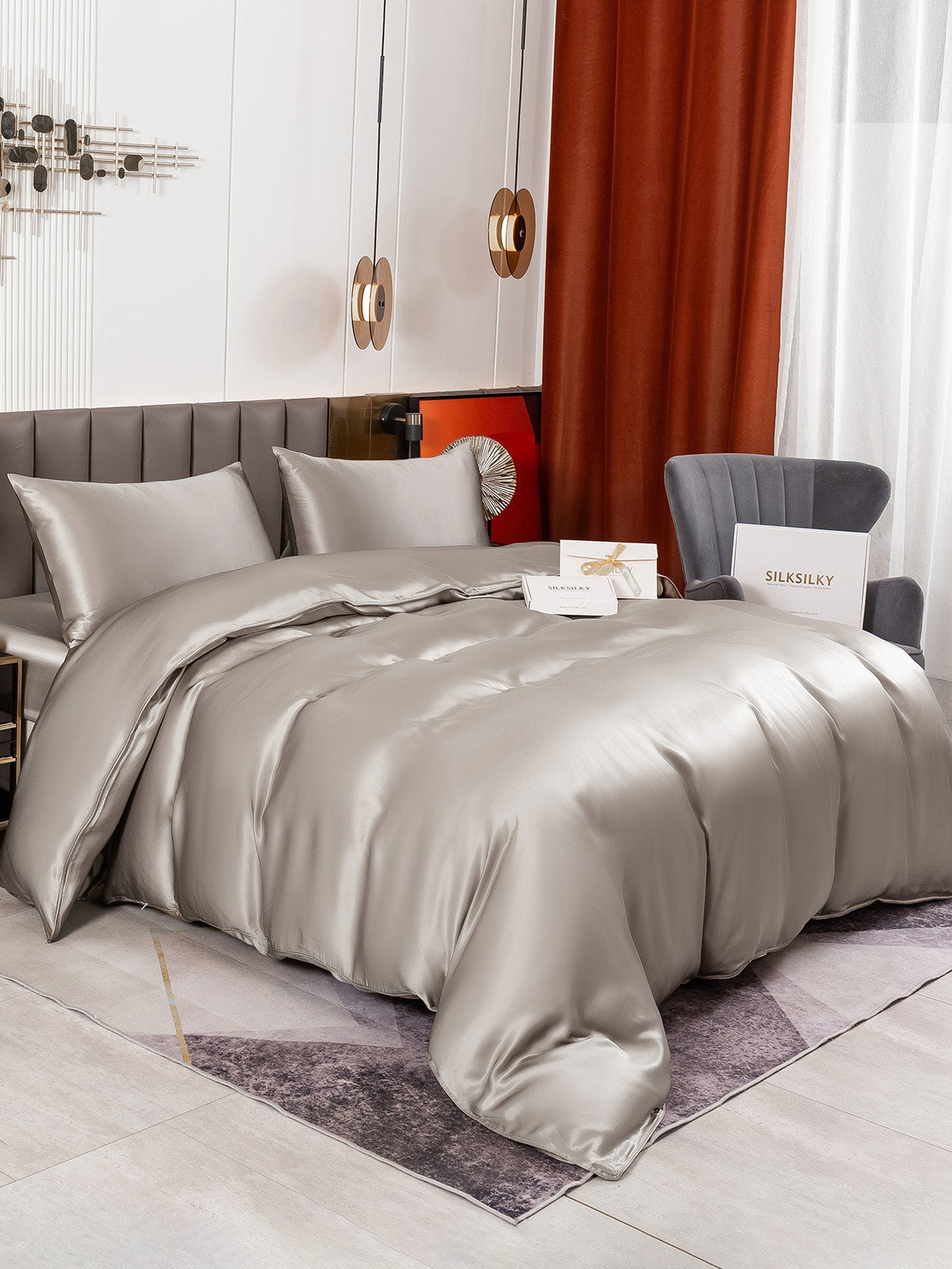 [Grigio] SilkSilky-IT 19Momme Seta pura Bedding Set 002