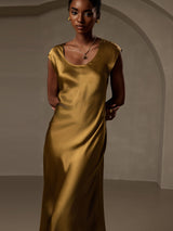 [Marrone] SilkSilky-IT Cap Sleeve Vestiti da donna 003