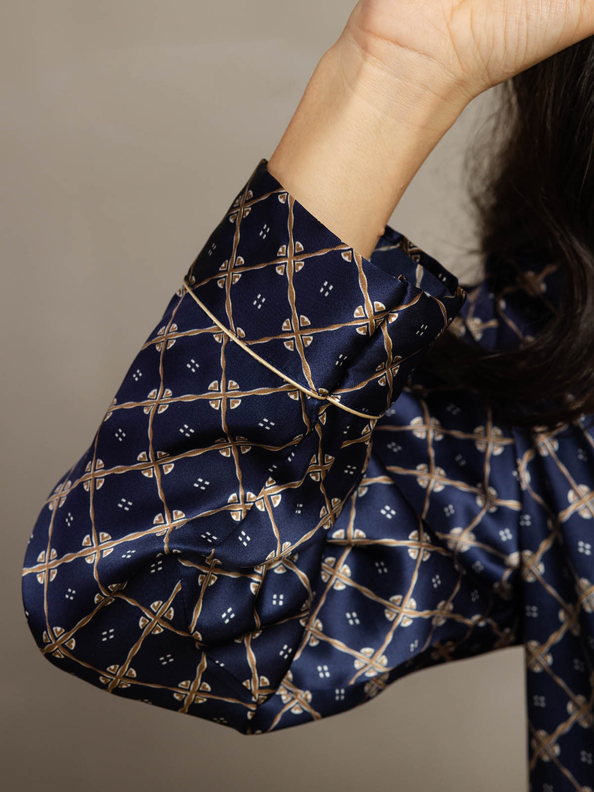 [Catena Blu Navy] SilkSilky-IT Seta pura Womens Pajamas 007