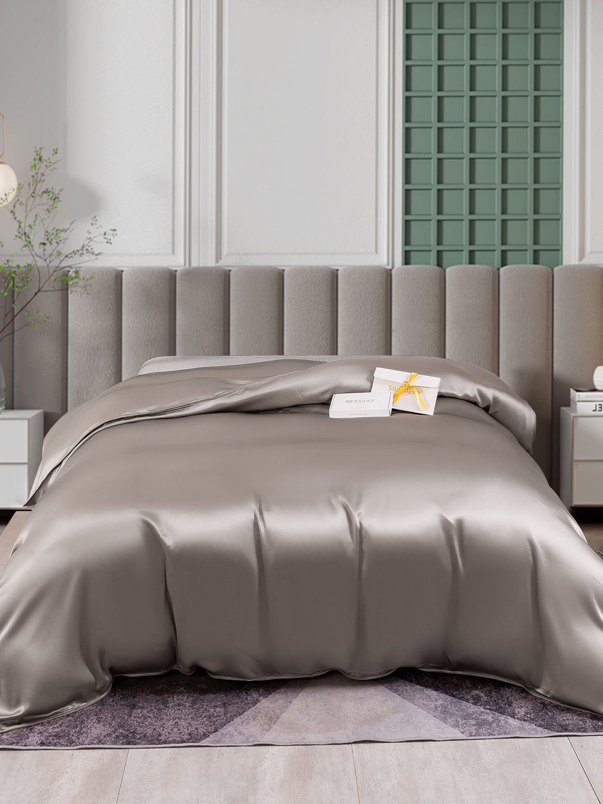 [Grigio] SilkSilky-IT 25Momme Seta pura Duvet Cover 001