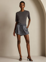 [Grigio] SilkSilky-IT Half Sleeve Crew Neck Magliette donna 009