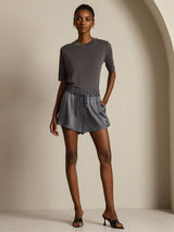[Grigio] SilkSilky-IT Half Sleeve Crew Neck Magliette donna 009