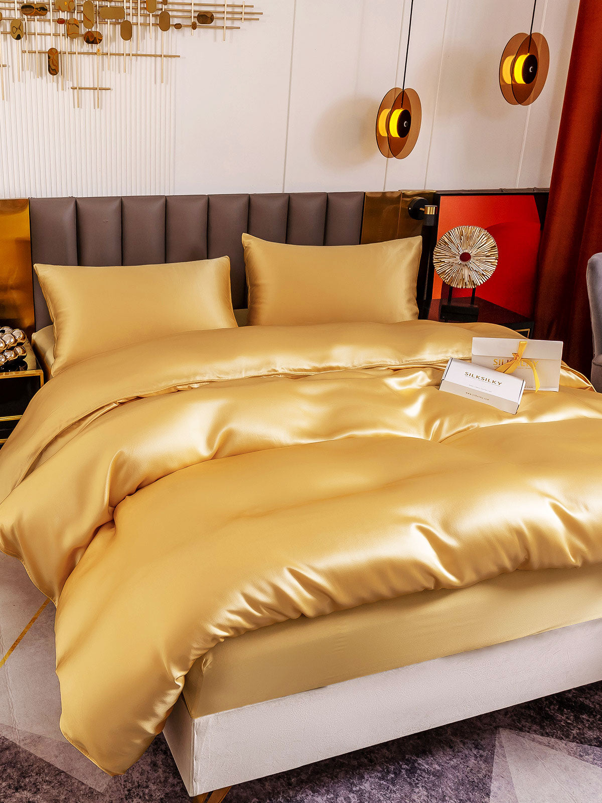 [Champagne] SilkSilky-IT 19Momme Seta pura Bedding Set 002